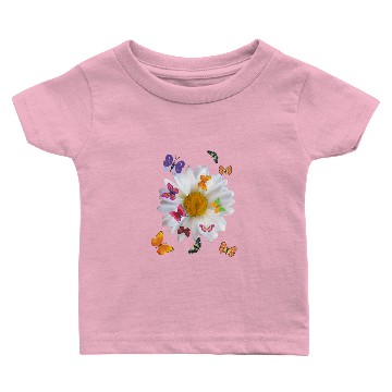 Discover White daisy & Many Butterflies. Beautiful Baby T-shirts.