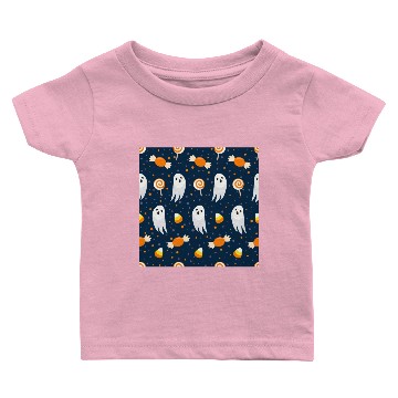 Discover October Halloween Ghosts Sweets Navy Blue Baby T-shirts
