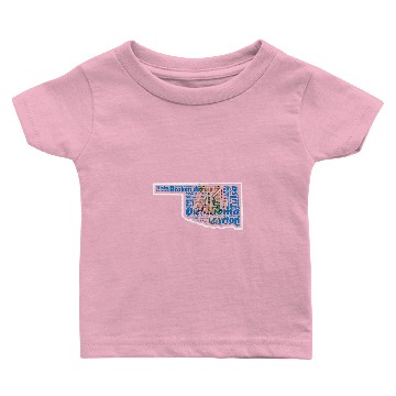 Discover Oklahoma State Map Flag With Cities Baby T-shirts