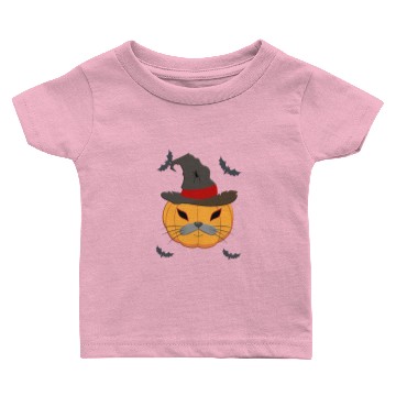 Discover Halloween pumpkin cat face Baby T-shirts