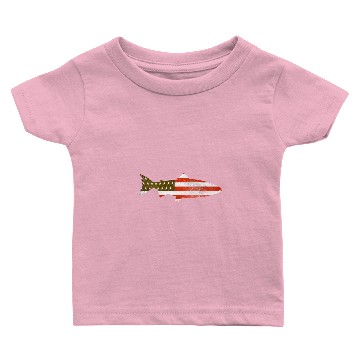 Discover Vintage USA American Flag Fish Trout Baby T-shirts