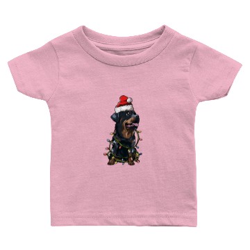 Discover Rottweiler Santa Christmas Tree Lights Baby T-shirts