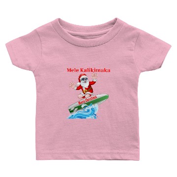 Discover Mele Kalikimaka Hawaiian Christmas Surfing Santa T Baby T-shirts