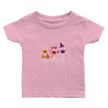 Discover Halloween Red Wine Glasses Pumpkin Devil Witch Cut Baby T-shirts