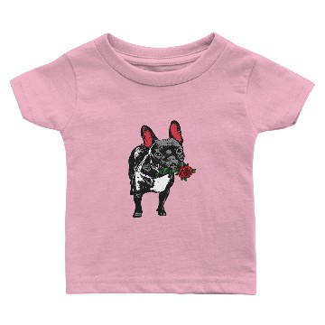 Discover French Bulldog With Red Rose Valentines Day Baby T-shirts