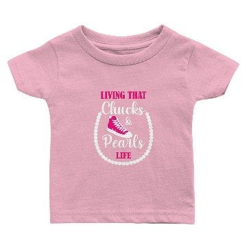 Discover Chucks and Pearls in Pink Baby T-shirts