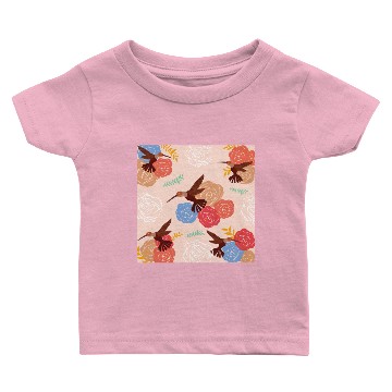 Discover Hummingbird Pattern - Cute Floral Print Design Baby T-shirts
