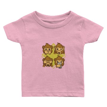 Discover Funny Monkey Monkey Chimpanzee Faces Gift Baby T-shirts