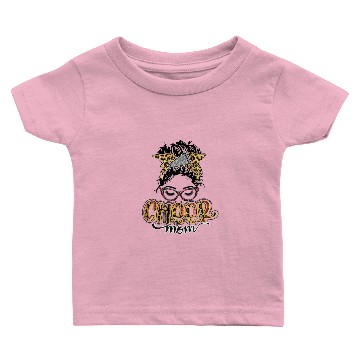 Discover Cheer Mom Leopard Messy Bun Cheerleader Baby T-shirts