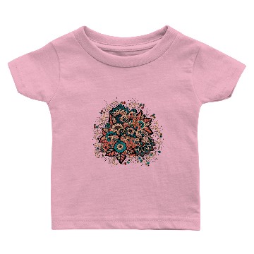 Discover Damask arabesque floral peacock feathers pattern Baby T-shirts