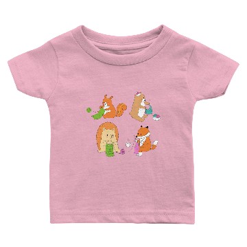 Discover Knitting Animals Squirrel Fox Bear Hedgehog Baby T-shirts