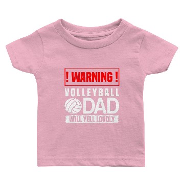 Discover Volleyball Gifts Warning Dad Will Yell Loudly Baby T-shirts