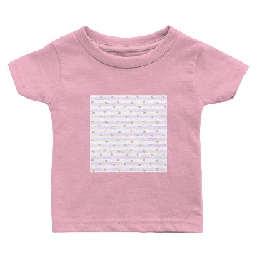Discover Striped Gold Hearts Pattern Purple White Baby T-shirts