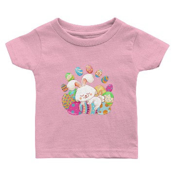 Discover Funny Easter Bunny Feeling Comfortable With Eggs Baby T-shirts