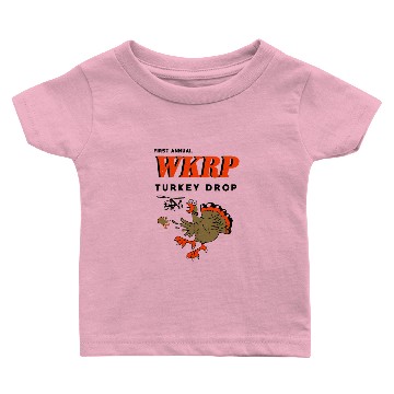 Discover First Annual WKRP Turkey Drop Baby T-shirts