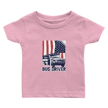 Discover School Bus Driver USA American Flag Funny Bus Baby T-shirts