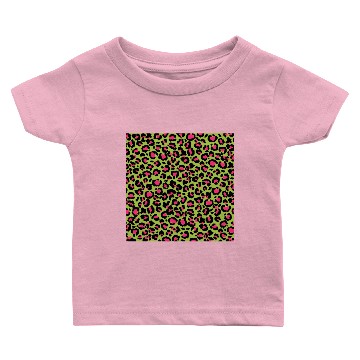 Discover Leopard Pattern in Raspberry on Lime Green Baby T-shirts