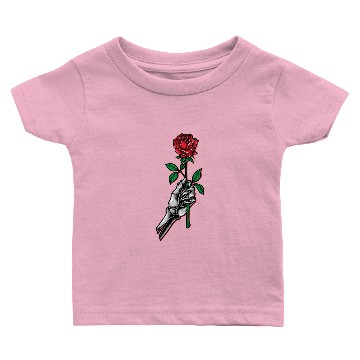 Discover skeleton hand holding red rose Baby T-shirts