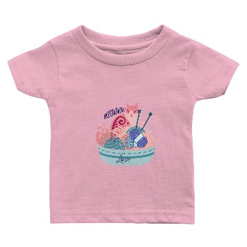 Discover Cat with wool basket Baby T-shirts