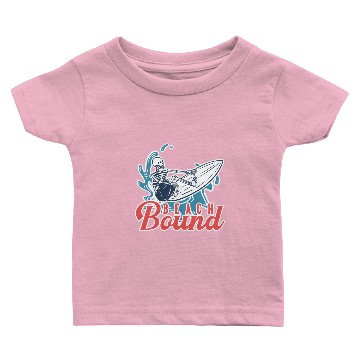 Discover Beach bound with surfing skeleton Baby T-shirts