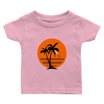 Discover Sun Set// Neon orange round scene Baby T-shirts