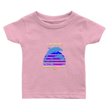 Discover San Diego dolphins sunset Baby T-shirts