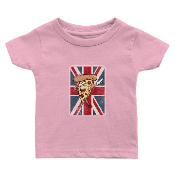 Discover Dabbing Peperoni Pizza Slice UK Union Jack Flag Baby T-shirts