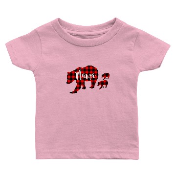 Discover Womens Red Plaid Mama Bear Two Cubs Matching Baby T-shirts