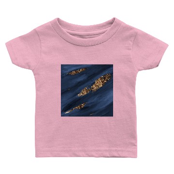 Discover Navy Blue Paint Brushstrokes Gold Foil Baby T-shirts