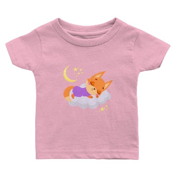 Discover cute fox sleeping on the cloud Baby T-shirts