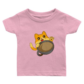 Discover Cute Cat waving from behind a coffee cup Baby T-shirts