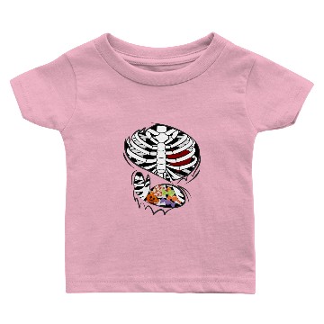 Discover Halloween Ripped Skeleton Rib Cage Candy Sweets Baby T-shirts