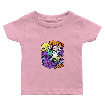 Discover Creep It Real Ghost Halloween Surfing Skeleton Baby T-shirts