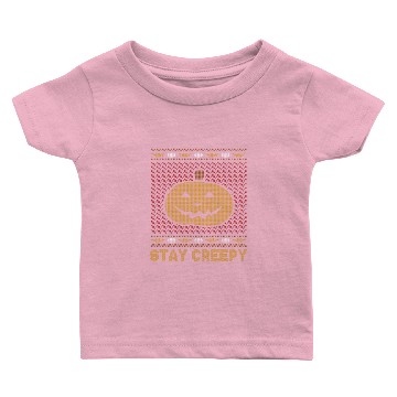 Discover Stitch Pattern Pumpkin Creature Creepy Halloween Baby T-shirts