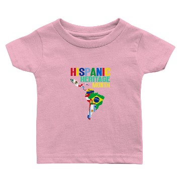 Discover Hispanic Heritage Month Latin Countries Map Flags Baby T-shirts