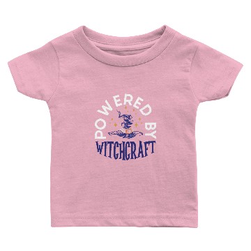 Discover Powered By Witchcraft Witch Hat Spooky Sorcery Baby T-shirts