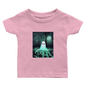 Discover Cute Spooky Ghost in Graveyard Baby T-shirts