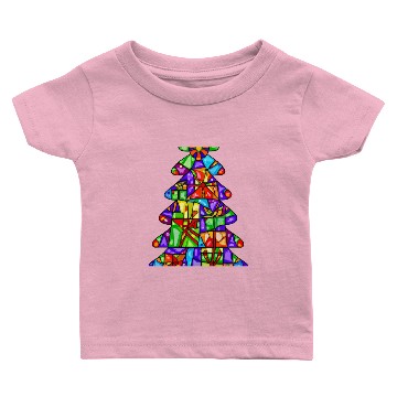 Discover Christmas Tree Mosaic Church Window Baby T-shirts