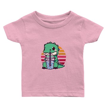 Discover Dinosaur drinks bubble tea Baby T-shirts