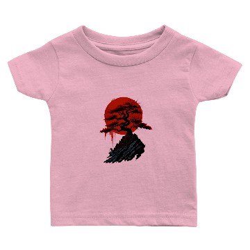 Discover Red Bonsai Tree with Japanese Sun Baby T-shirts