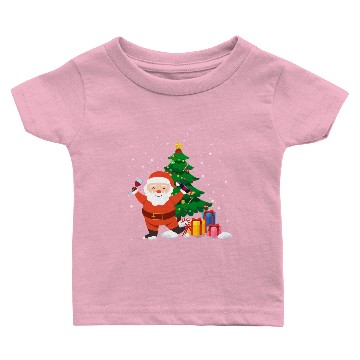 Discover Funny Santa Drinking Wine Christmas Tree Baby T-shirts