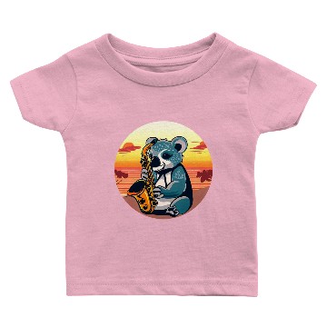 Discover Koala Playing Saxophone at Sunset Baby T-shirts