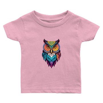 Discover Whimsical Batik Owl Faces Baby T-shirts