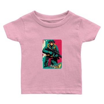 Discover Apex Predator: A Gun-Toting Ape Design 3 Baby T-shirts
