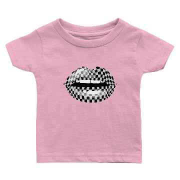 Discover Checkered Black White Lip Checkerboard Baby T-shirts