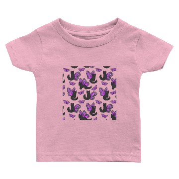 Discover Purple Butterfly Cat music Baby T-shirts