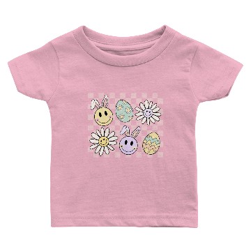 Discover Face Easter Bunny Easter Egg Retro Wild Flower Baby T-shirts