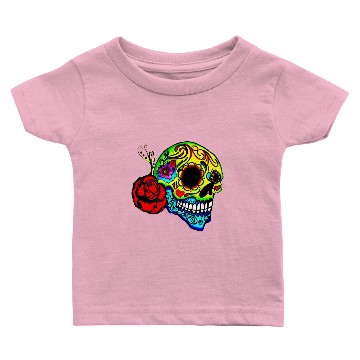 Discover Candy Skull Red Rose Baby T-shirts