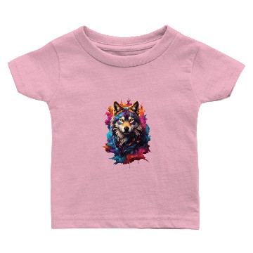 Discover Colorful Wolf Face Baby T-shirts