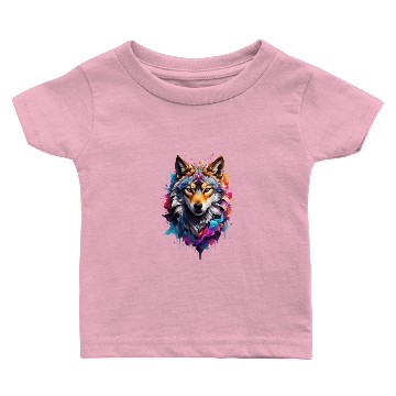 Discover Colorful Wolf Face Baby T-shirts
